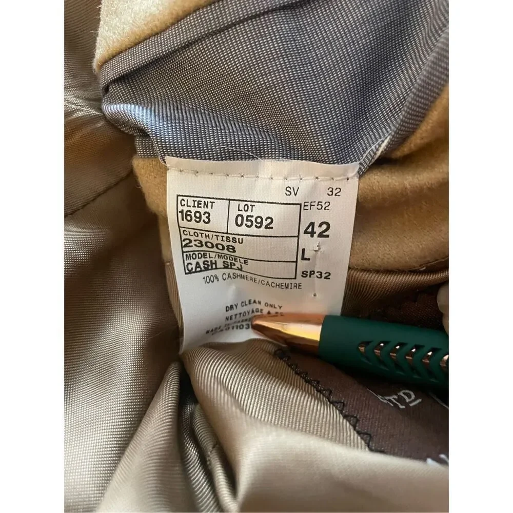 Jack Victor 100% Cashmere Men’s Blazer Sport Coat Light Brown 42L